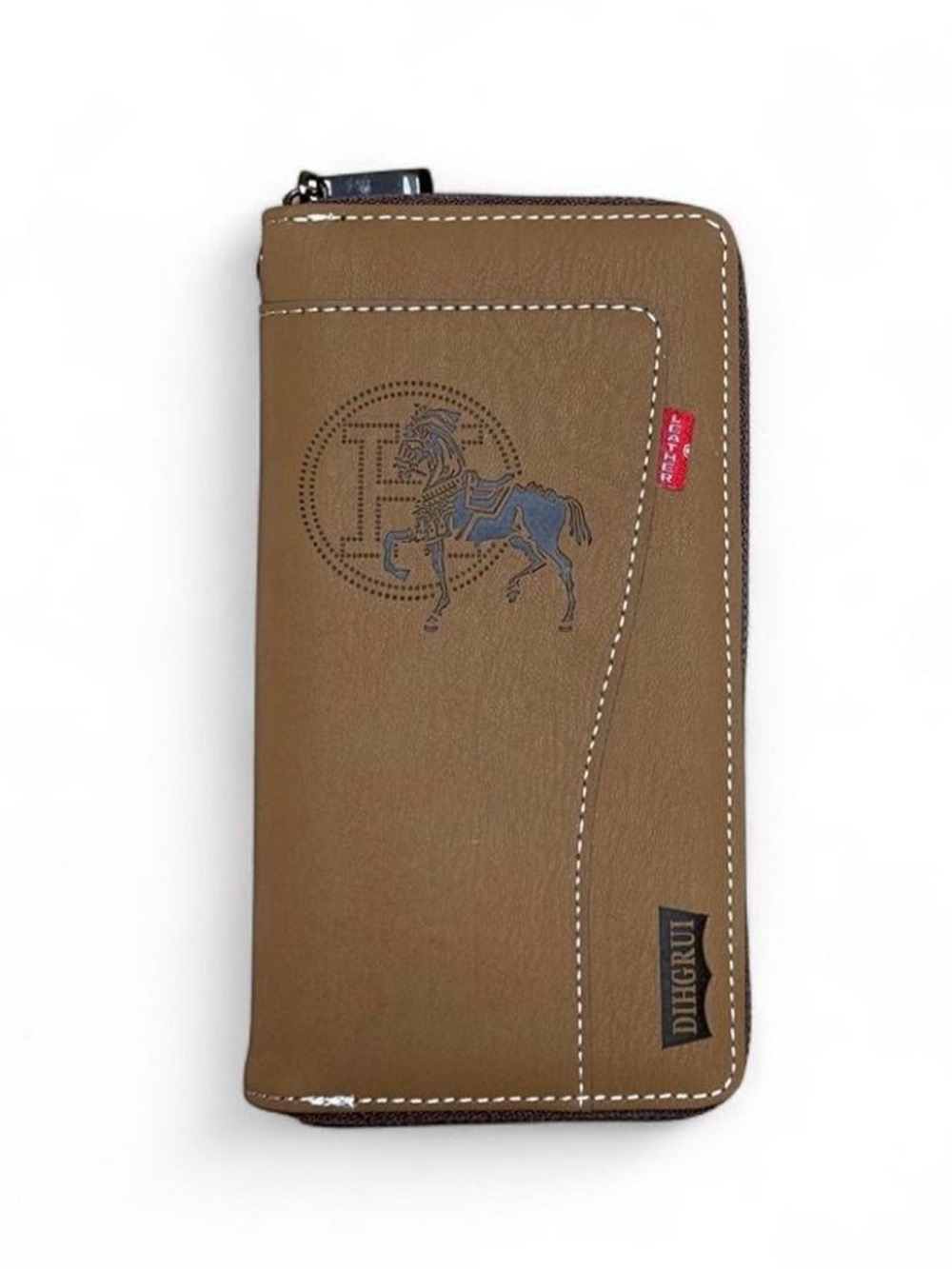 Men's Brown Zip-Around Leather Wallet -